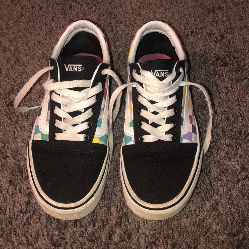 rainbow checkered vans